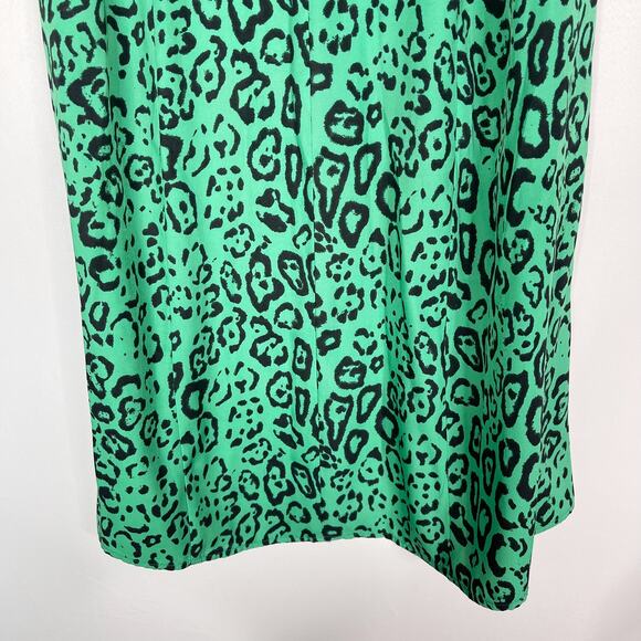 WAYF XSmall Green Black Altamont Leopard Print Midi Skirt High Side Slit Animal - Picture 7 of 12
